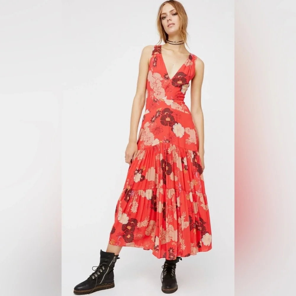 Free People Sure Thing Printed Maxi Dress - Picture 1 of 8